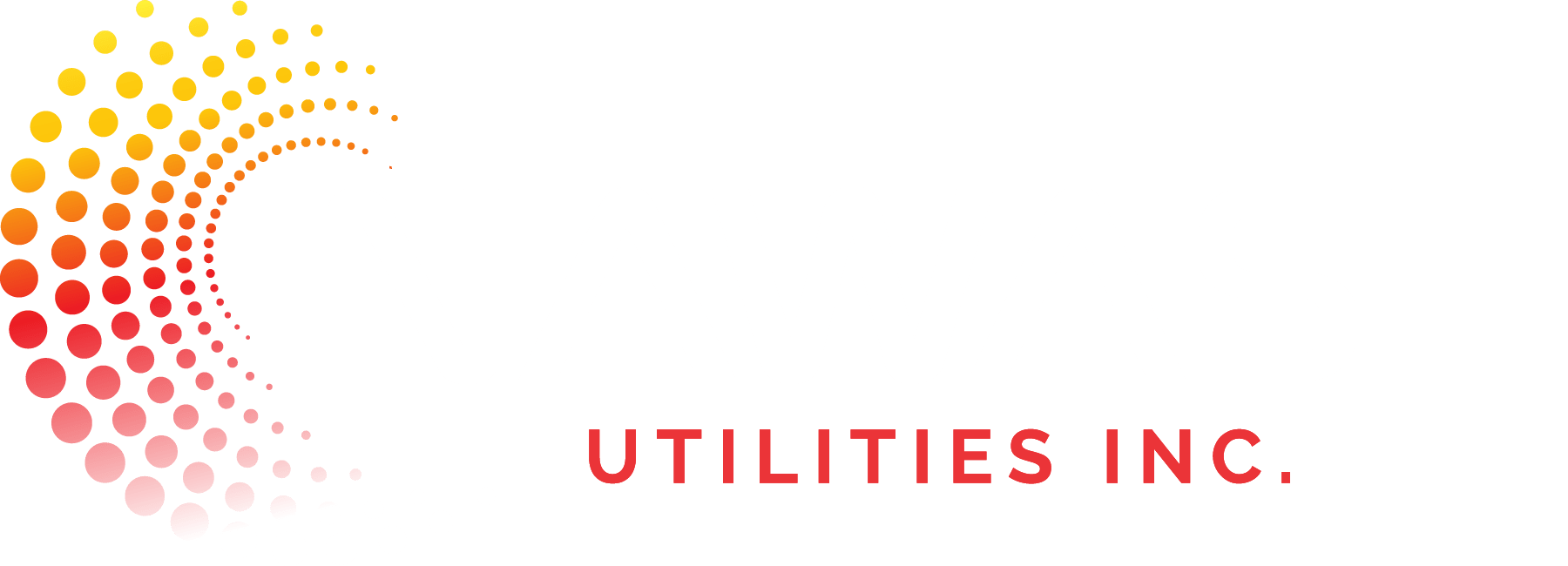 The image shows a logo with the text "NAWASH UTILITIES INC." in white with a gradient dot swirl design transitioning from yellow to red.