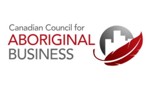 The image displays the logo of the Canadian Council for Aboriginal Business featuring stylized feather graphics and a cityscape within a circular element.