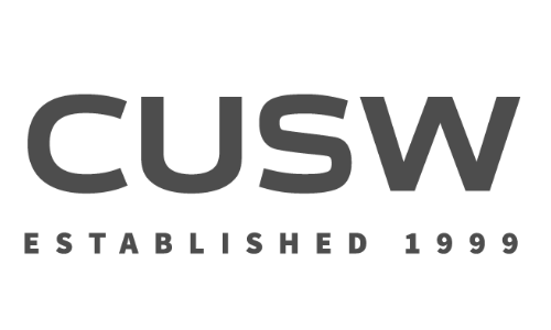 The image shows a simple, bold logo with the acronym "CUSW" in uppercase letters and "ESTABLISHED 1999" beneath in smaller font, all in grayscale.
